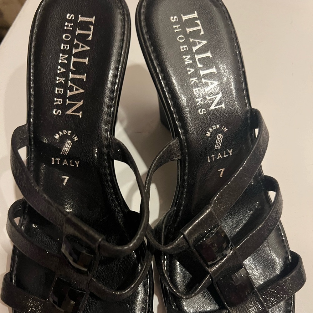 Like new Italian Shoemakers slide wedges, black, size 7